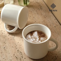 Mug à café en céramique FENN 350 ml, blanc brillant, avec poignée, logo personnalisé OEM ODM pour cadeau promotionnel, café, hôtel, maison