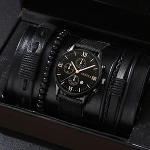 Nouveau Hommes Montre De Luxe Bracelet Ensemble De Mode D'affaires Marron En Cuir Quartz Montres pour Hommes Cadeau Ensemble Relogio Masculino - Product Image 3