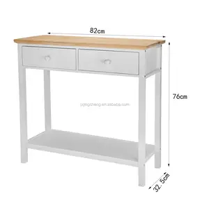 法国乡村风格走廊家具口音桌木制白色控制台边桌