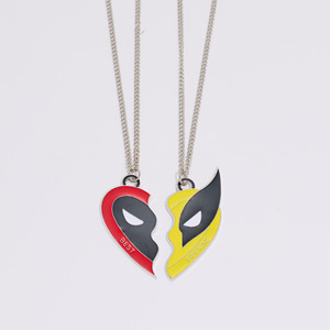 <b>Marvel</b> Deadpool Wolverine Heart Pendant <b>Necklace</b> Zinc Alloy Unisex Gift Set Best Friends Trendy Fashion Jewelry - Product Image 5