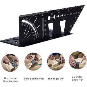 Ángulo de inglete 3D <span class=keywords><strong>regla</strong></span> de ángulo de aleación de aluminio <span class=keywords><strong>regla</strong></span> de medida cuadrada de carpintería herramienta de medida de ángulo de 90 grados combinación cuadrada - Product Image 4