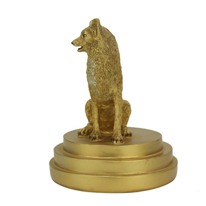 Tùy chỉnh vàng ngồi Sói động vật bức tượng nhựa trang trí với cơ sở tròn cho trang trí nội thất hoặc trang trí nhà vườn - Product Image 3