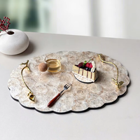 Assiette de dîner en coquillage écologique faite à la main, style français de luxe léger, plateau de service haut de gamme pour salon et café, avec poignée et bordure florale