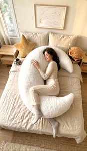 Almohada Gigante de Fase Lunar, Cojín de Peluche en Forma de <span class=keywords><strong>Luna</strong></span> Creciente para Abrazar, Almohada para Embarazadas, Almohada de Cuerpo Completo para Dormir - Product Image 6