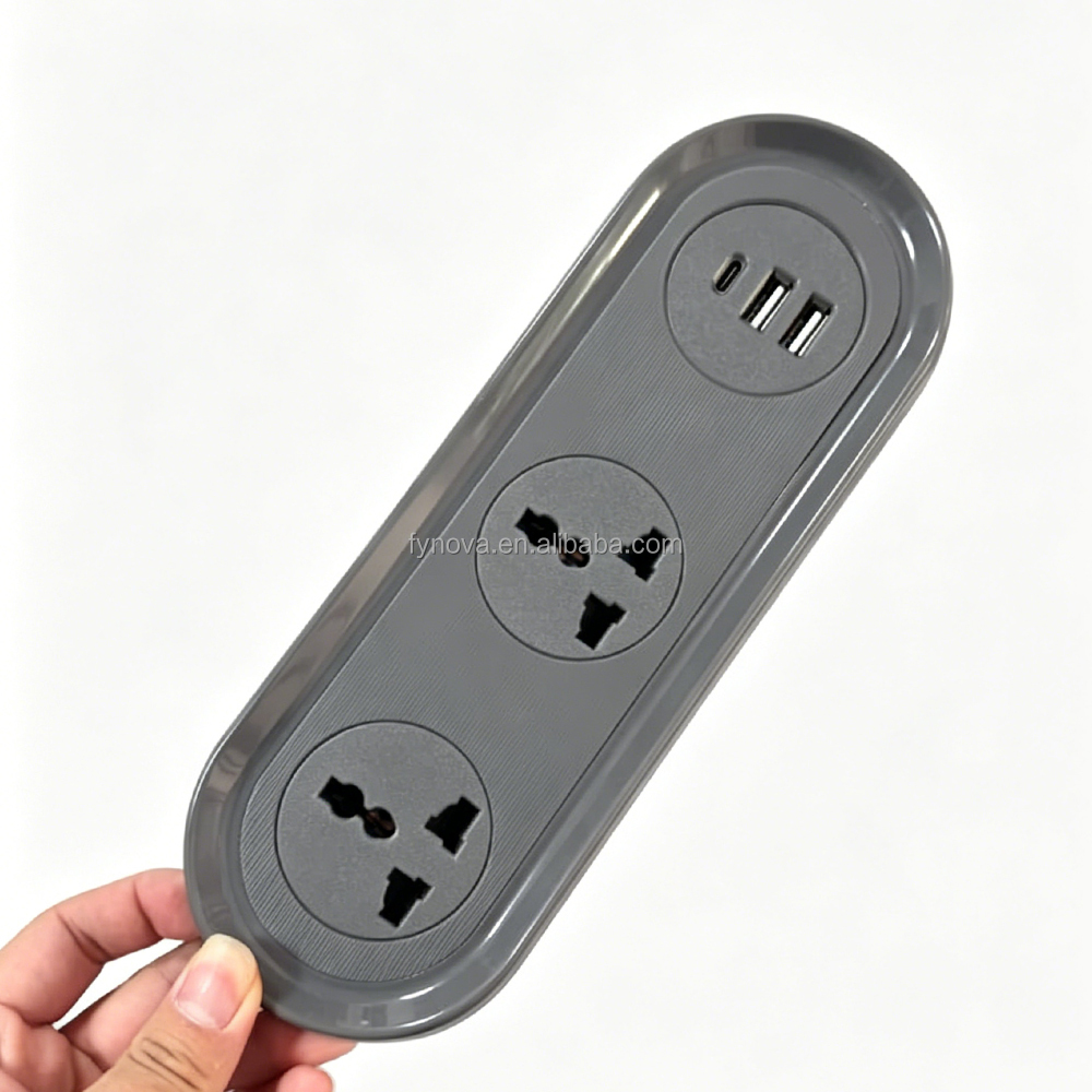Gris, 2 Tomas Universales + 2 USB A + 1 USB C