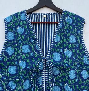 Handmade <b>Women's</b> Short Floral Printed Cotton V-Neck Puffer Hip Hop Waistcoat Casual Open Front <b>Knitted</b> Jacket Tassel Logo Winter - Product Image 5