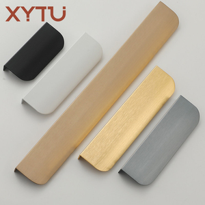 Gebürstete Nickel-Kanten-Fingergriffe für Schränke, verdeckte Küchenschubladengriffe, flache Aluminium-Türgriffe zur hinteren Montage - Product Image 1