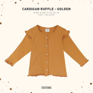 Cárdigan dorado transpirable que ofrece una suavidad premium, un ajuste flexible y un diseño encantador para bebés felices en todas las estaciones. - Product Image 1