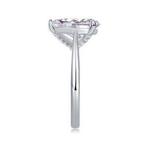 Wholesale Jiuzuan Luxury Sterling Silver 925 White Gold Plated PearCut <strong>Moissanite</strong> Pave Setting Gemstone Rings GRA - Product Image 4