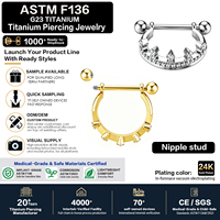 Vente en gros de barres de piercing pour tétons en titane ASTM F136, 14G, 1,6 mm, avec zircone cubique, barre droite, bijoux de piercing pour femmes