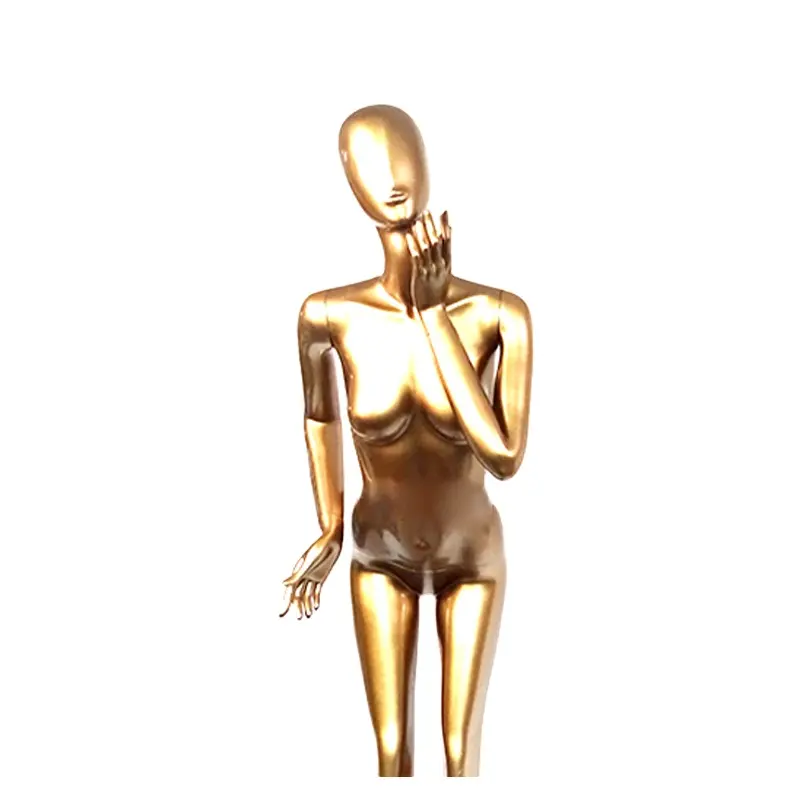 Chrome Gold Silver Fiberglass Standing Women Curvy Mannequin Glossy Female Body Curvy Full Body Mannequin For Window Display
