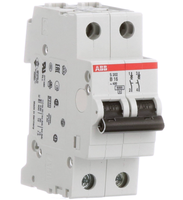 Interruptor automático en miniatura ABB S202-B16 16A de 2 polos tipo B con capacidad de ruptura de 6kA para armario de distribución industrial