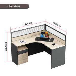 Scrivania da Ufficio Modulare a L in Legno Moderno con Partizione e Funzione Estensibile, Ufficiale Liyu - Product Image 6