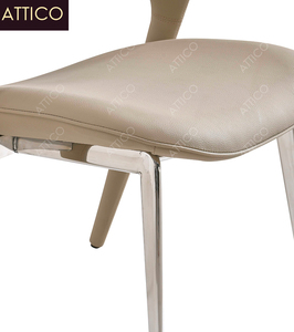 เก้าอี้รับประทานอาหารทำจากโลหะสีเบจหนัง PU เก้าอี้รับประทานอาหารร้านอาหารร้านกาแฟห้องนั่งเล่นดีไซน์ใหม่ - Product Image 3