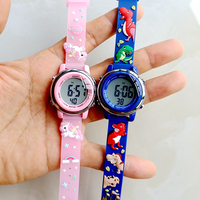 Jam Tangan Anak Laki-laki Motif Kastil Dinosaurus Kartun 3D Silikon Tahan Air Digital Sport Alarm LCD Bercahaya Hadiah