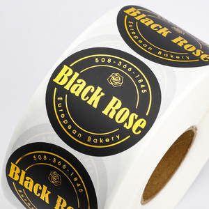 Étiquettes adhésives rondes personnalisées avec impression dorée, étanches, pour boîtes alimentaires, autocollants de sécurité avec <span class=keywords><strong>mon</strong></span> logo en rouleau pour l'emballage de boulangerie - Product Image 3