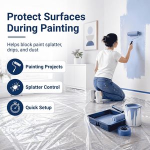 Bâche en plastique 9 pi x 12 pi 1 mil pour la peinture, la protection des sols et des meubles - Product Image 5