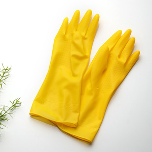 Yellow Rubber Household <b>Gloves</b> Textured Cleaning <b>Gloves</b> <b>Long</b> Cuff Household Utility <b>Gloves</b> for Home Kitchen - Product Image 1