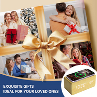 EMAF jam Digital, hadiah promosi jam Digital, pengisi daya nirkabel telepon seluler elektronik tampilan Led, Meja LED, Jam Alarm kayu untuk rumah
