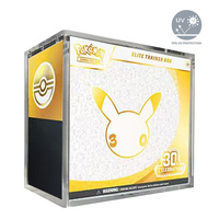 Édition 30e Anniversaire : Boîte de Présentation Moderne et Portable pour Elite Trainer Box avec Couvercles Magnétiques, Résistante aux UV, en Acrylique Poli pour PTCG