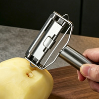 Éplucheur de fruits et légumes multifonctionnel en acier inoxydable réglable manuellement, éplucheur de pommes de terre