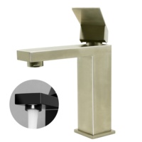 Cartouche en céramique 304 acier inoxydable salle de bain évier robinet mitigeur thermostatique eau chaude et froide robinet carré bassin robinets