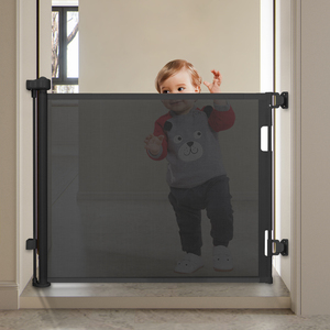 Barrière de sécurité pour bébé, design adapté aux bébés, robuste, en maille, barrière de sécurité rétractable pour bébé, multifonctionnelle, pour porte et cuisine - Product Image 1