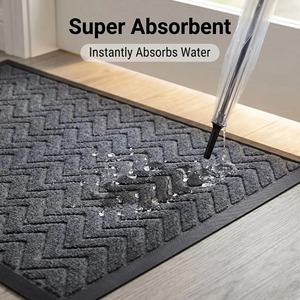 EIFFEL HOME Four Seasons Korean Style Striped Rectangular Medium Thickness Floor Mat Black W-pattern Polypropylene Door Mat - Product Image 3