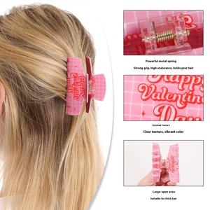 กิ๊บติดผมวันวาเลนไทน์สำหรับสาวๆ น่ารัก ซีรีส์ฉลามใหม่ สไตล์สดใส ตัวอักษรความรักหวานๆ สีแดงสด กิ๊บพลาสติก - Product Image 2