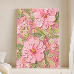 Hand Painted <b>Pink</b> Floral Oil Painting Modern Minimalist Living Room Sofa Wall Art No <b>Frame</b> Impressionism Style Decor - Product Image 3