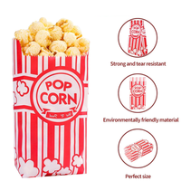 Sachets graphiques rayés rouge et blanc en papier kraft fiables, imperméables, résistants à la graisse et recyclables, à ouverture automatique, pour pop-corn, biscuits et pain