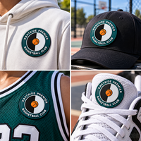 Écusson en caoutchouc PVC personnalisé avec logo, imperméable, durable, écologique, pour club de basketball, avec fermeture auto-agrippante pour vêtements de sport de jour de match