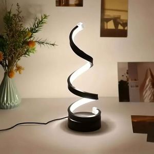 Modern Minimalist LED Table <b>Lamp</b> <b>Touch</b> Control Stepless Dimming Adjustable Desk Night Light with Spiral Shade Metal Material - Product Image 2