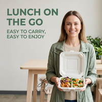 Conteneur alimentaire jetable biodégradable et écologique, boîte d'emballage alimentaire compostable personnalisée pour restaurant, vente en gros, événements et fêtes