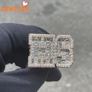GEMLOVE Rose <b>Gold</b> Plated HS Letter <b>Cocktail</b> <b>Ring</b> Crystal Rhinestone Pave Setting Hiphop Style Unisex Jewelry - Product Image 1