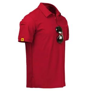 Transpirable y suave 95% poliéster, 5% Spandex material de un solo color Hombres Elegante Polo con cuello para deportes diarios y golf - Product Image 3