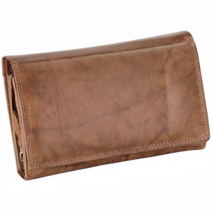 WRIZA Genuine Leather Long <b>Wallet</b> Unisex <b>Zipper</b> Closure Durable Minimalist Style Daily Use BrownWomen's Vintage Style Anti-Theft - Product Image 1