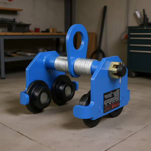 Carrello Manuale con Capacità di 2 Tonnellate, Ruote Doppie, Flangia a I Regolabile, Sollevatore da Garage in Acciaio Legato Blu - Product Image 2