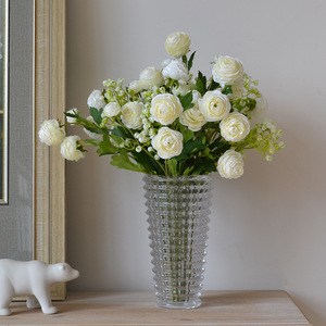 Arrangement floral artificiel nordique minimaliste, style peinture à l'huile, avec 3 petites fleurs de lotus, pour décoration de mariage et de maison - Product Image 4