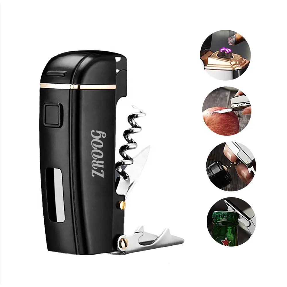 Lovisle Tech Dual Arc Lighter Electric Lighter with Knife Wine Beer Opener 4 in 1 From Original Supplier