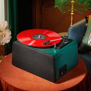 Tocadiscos clásico con acabado de madera, gramófono de estilo retro para decoración de fiestas en casa, sistema de altavoces estéreo para regalo. - Product Image 3