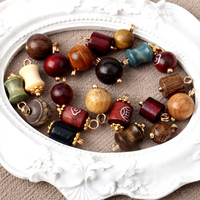 Perles décoratives en bois naturel vintage en forme de baril, boutons grenouille chinois Hanfu, accessoires de fabrication de bijoux, vente en gros