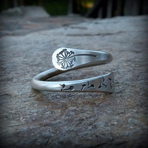 Q987 Silver Bohemia Plant Pattern <b>Ring</b> Unisex Gift Fashion Jewelry Plain Design <b>Open</b> Band Style - Product Image 6