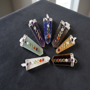 Pendentif Tour en Cristal Œil de Tigre Sept Chakras, Fait Main, Poli, Pierre Gemme de Guérison, Point d'Énergie Reiki, Thanksgiving, Saint-Valentin - Product Image 6