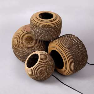 Simple nordique rétro <span class=keywords><strong>dur</strong></span> papier Art pendentif lumière moderne minimaliste Restaurant lustre créatif nid d'abeille nu lampe suspendue - Product Image 5