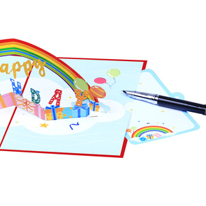 Nuovo arrivo 3D carta arcobaleno colori Pop-up carta invito vi augura un <span class=keywords><strong>buon</strong></span> <span class=keywords><strong>compleanno</strong></span> biglietti d'auguri forniture per feste di natale - Product Image 4