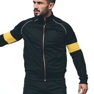 Men's Black <b>Yellow</b> Color Blocking Zipper <b>Hoodie</b> Sweatshirt Slim Fit Sporty Long Sleeve Knitted Quick Dry Autumn Wear - Product Image 2
