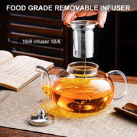 Bouilloires en verre borosilicaté 600ml 800ml 1000ml Théières personnalisées avec passoire en acier inoxydable