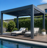 Pérgola Moderna de Alta Gama para Exteriores, Fabricada en Aleación de Aluminio Ecológica, con Techo de Láminas Motorizadas e Impermeables