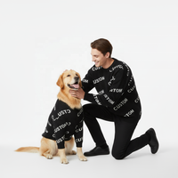 Fabrication sur mesure de vêtements de luxe pour animaux de compagnie et de pull-over en jacquard assorti pour les humains vêtements de pull-over à la mode en coton pour chien chat tricots